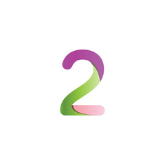 Colorful number 2 logo icon template vector