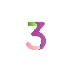 Colorful number 3 logo icon template vector