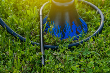 Hookah on the grass on a picnic in nature