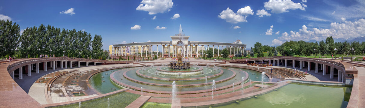 ALMATY, KAZAKHSTAN - JULY 10, 2016: Panorama of the First President's Park.