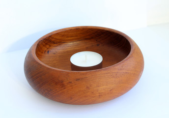 Wooden utensils on a white background