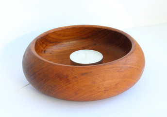 Wooden utensils on a white background