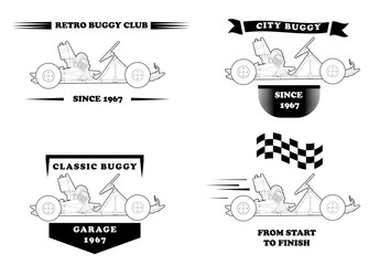 retro logo with small buggy