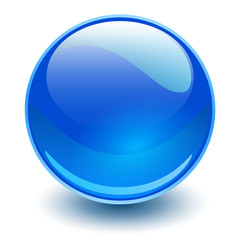 Glass sphere, blue vector ball.
