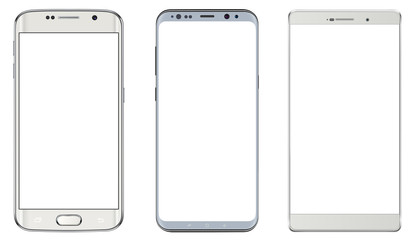 Smartphones isolated with blank screen
