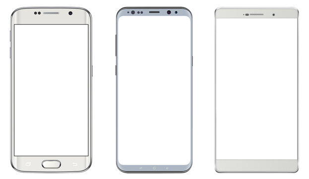 Smartphones isolated with blank screen
