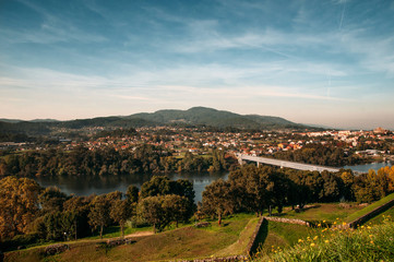 Naklejka premium Landscape of International Bridge of Tui and Valença