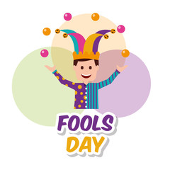 fools day funny man joker balls trick vector illustration