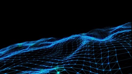 Blue Triangle dots line loop on black background - Powered by Adobe