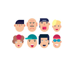 Flat face icon set