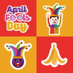 collection prank tricks fools day celebration vector illustration