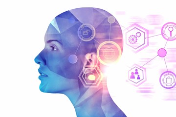 Artificial intelligence and cyberspace concept