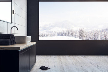 Contemporary bathroom with panoramic view