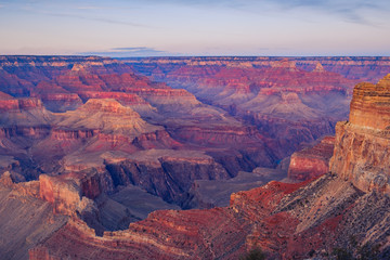 Landscape detail view of Grand canyon after sunset