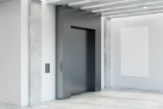 Modern office interior with elevator