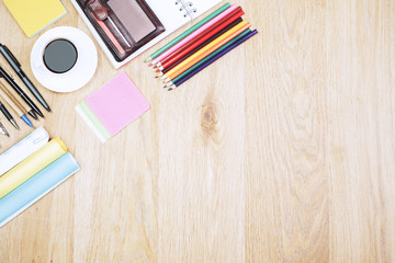 Contemporary office desk with items