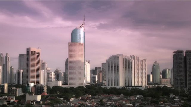 Jakarta urban city sunset time lapse footage