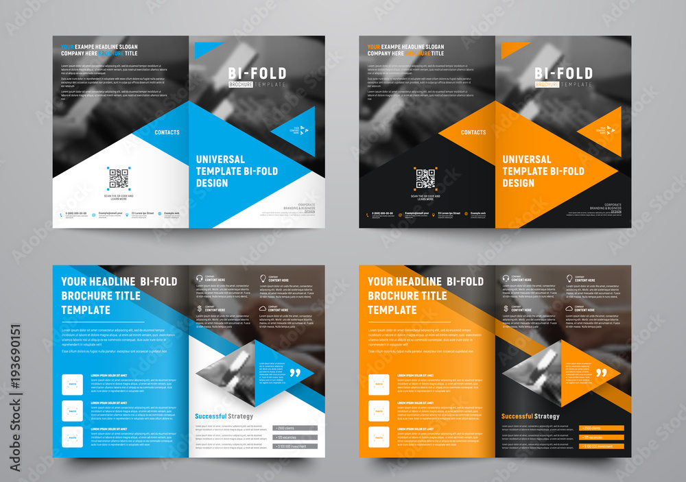 Aufkleber Design a bi-fold brochure with triangular colored elements and a place for photos.