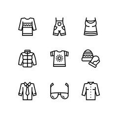 Clothes, fashion, accessories and wear vector line icons for web and mobile design pack 2