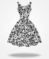 Vector silhouette of isolated back dress