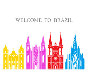 Obraz premium Brazil set. Isolated Brazil architecture on white background