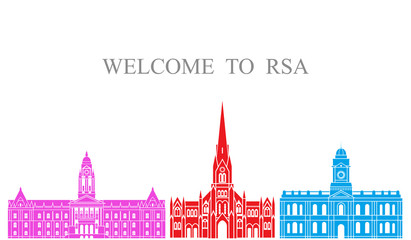 Obraz premium Republic of South Africa set. Isolated Republic of South Africa architecture on white background