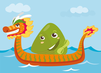 dragon boat & rice dumpling cartoon illustration design