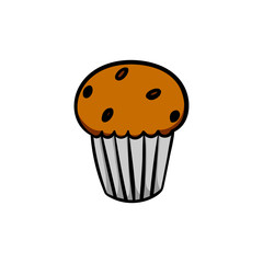 Colorful cute cupcake on white background.