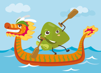 dragon boat & rice dumpling cartoon illustration design