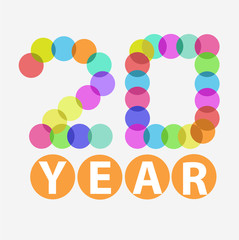 Logo 20 Year Anniversary or Experience Award Colorful circle.