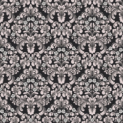 Vector damask seamless pattern background. Classical luxury old fashioned damask ornament, royal victorian seamless texture for wallpapers, textile, wrapping. Exquisite floral baroque template.