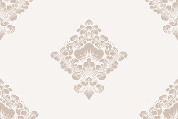 Vector damask seamless pattern element. Classical luxury old fashioned damask ornament, royal victorian seamless texture for wallpapers, textile, wrapping. Exquisite floral baroque template.