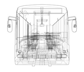 Concept city bus. Vector rendering of 3d