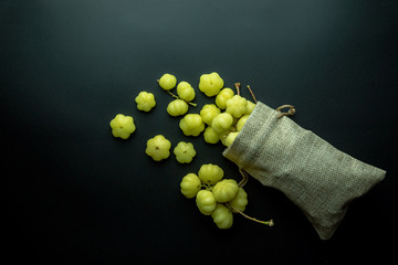 star gooseberry on black background