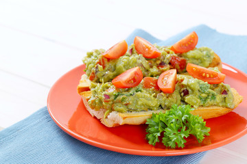 fresh baguettes with guacamole