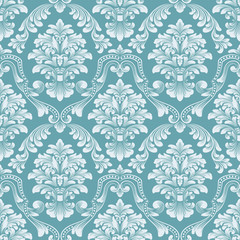 Vector damask seamless pattern background. Classical luxury old fashioned damask ornament, royal victorian seamless texture for wallpapers, textile, wrapping. Exquisite floral baroque template.