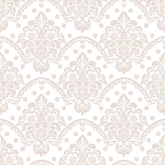 Schilderijen op glas Vector damask seamless pattern background. Classical luxury old fashioned damask ornament, royal victorian seamless texture for wallpapers, textile, wrapping. Exquisite floral baroque template. © garrykillian