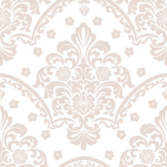 Obraz premium Vector damask seamless pattern element. Classical luxury old fashioned damask ornament, royal victorian seamless texture for wallpapers, textile, wrapping. Exquisite floral baroque template.