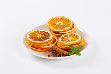 Fototapeta na wymiar dried orange slices with spices