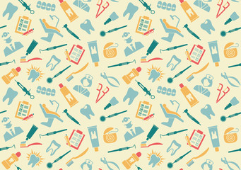 Seamless pattern on the theme of dentistry