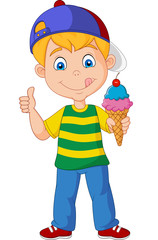 Cartoon boy holding an ice cream