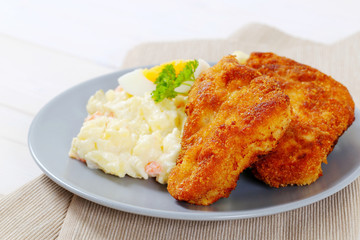 schnitzels with potato salad