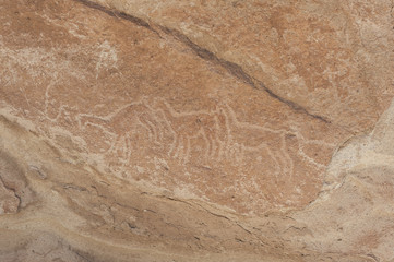 Ancient Petroglyphs on the Rocks at Yerbas Buenas in Atacama Desert in Chile