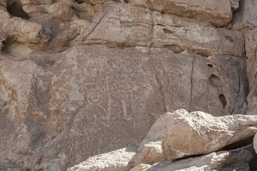 Ancient Petroglyphs on the Rocks at Yerbas Buenas in Atacama Desert in Chile