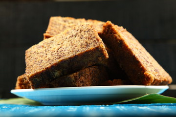 Delicious seasonal sweet cake made of ripe banana