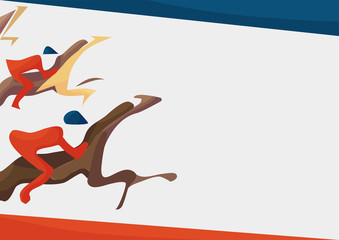 Vector illustration for Horse Racing events. Abstract vector poster template with copy space or text place: Galloping horses with jockeys. Great for race or derby promotions.