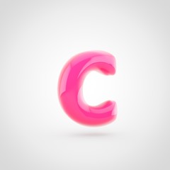 Pink letter C lowercase filled with soft light isolated on white background.