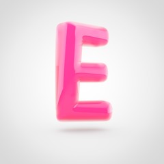 Pink letter E uppercase filled with soft light isolated on white background.