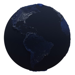 Planet earth night lights. 3D illustration