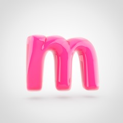Pink letter M lowercase filled with soft light isolated on white background.
